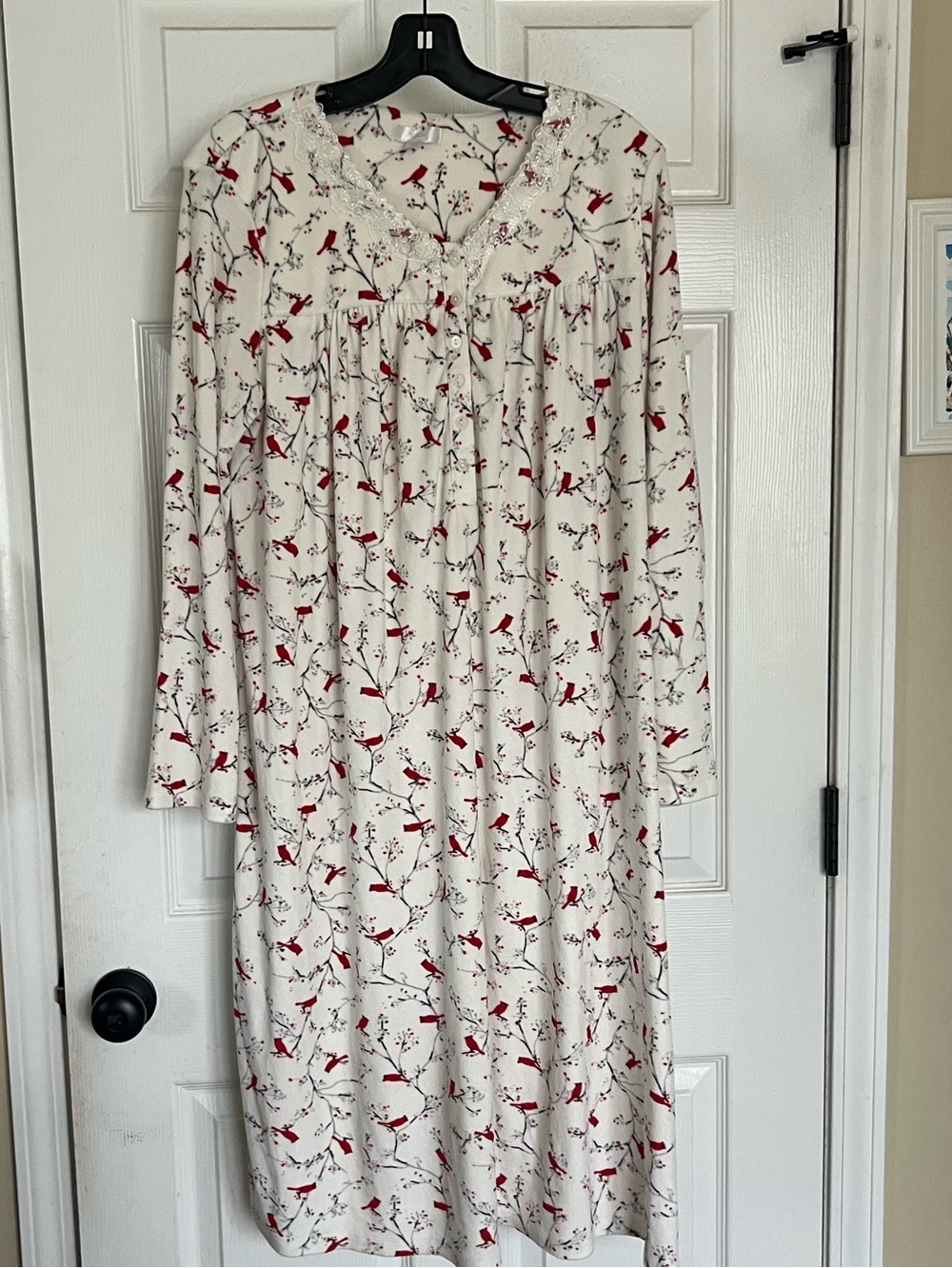 Secret Treasures Fleece Velour Cardinal Nightgown L Grandmacore Holiday
